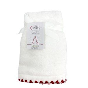 CARO HOME Seasonal Red Trim 2 PC Hand Towel Set